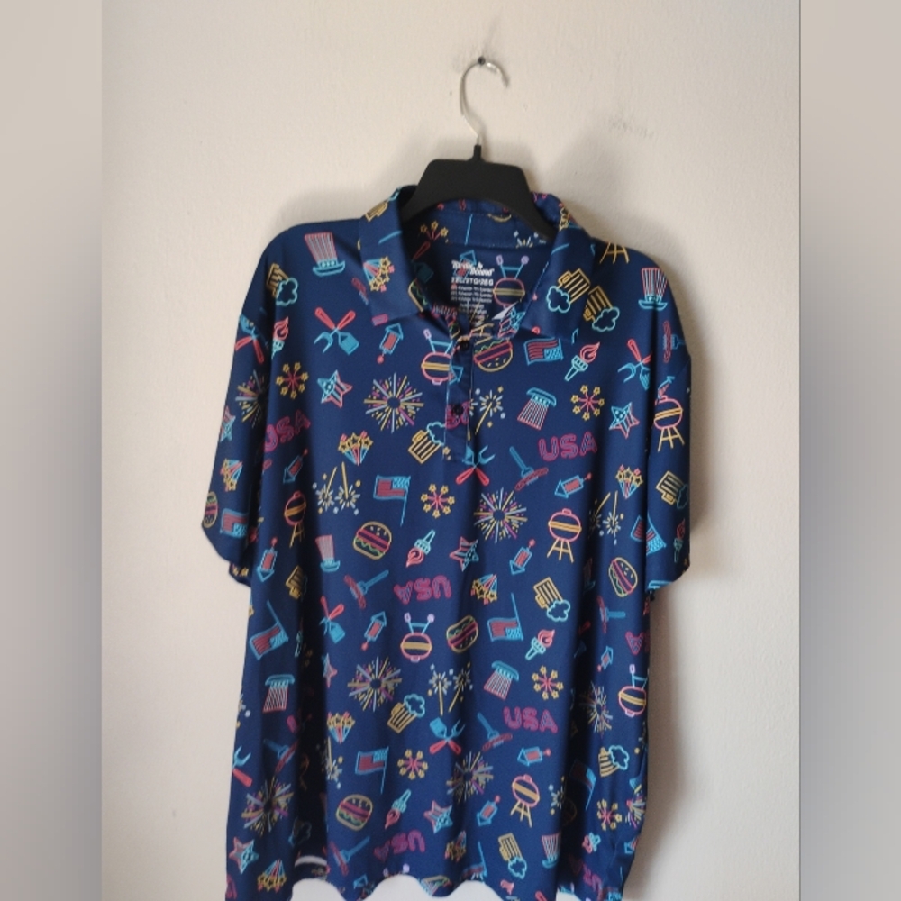 Birdie Bound Golf Polo Men's Blue Graphic Shirt